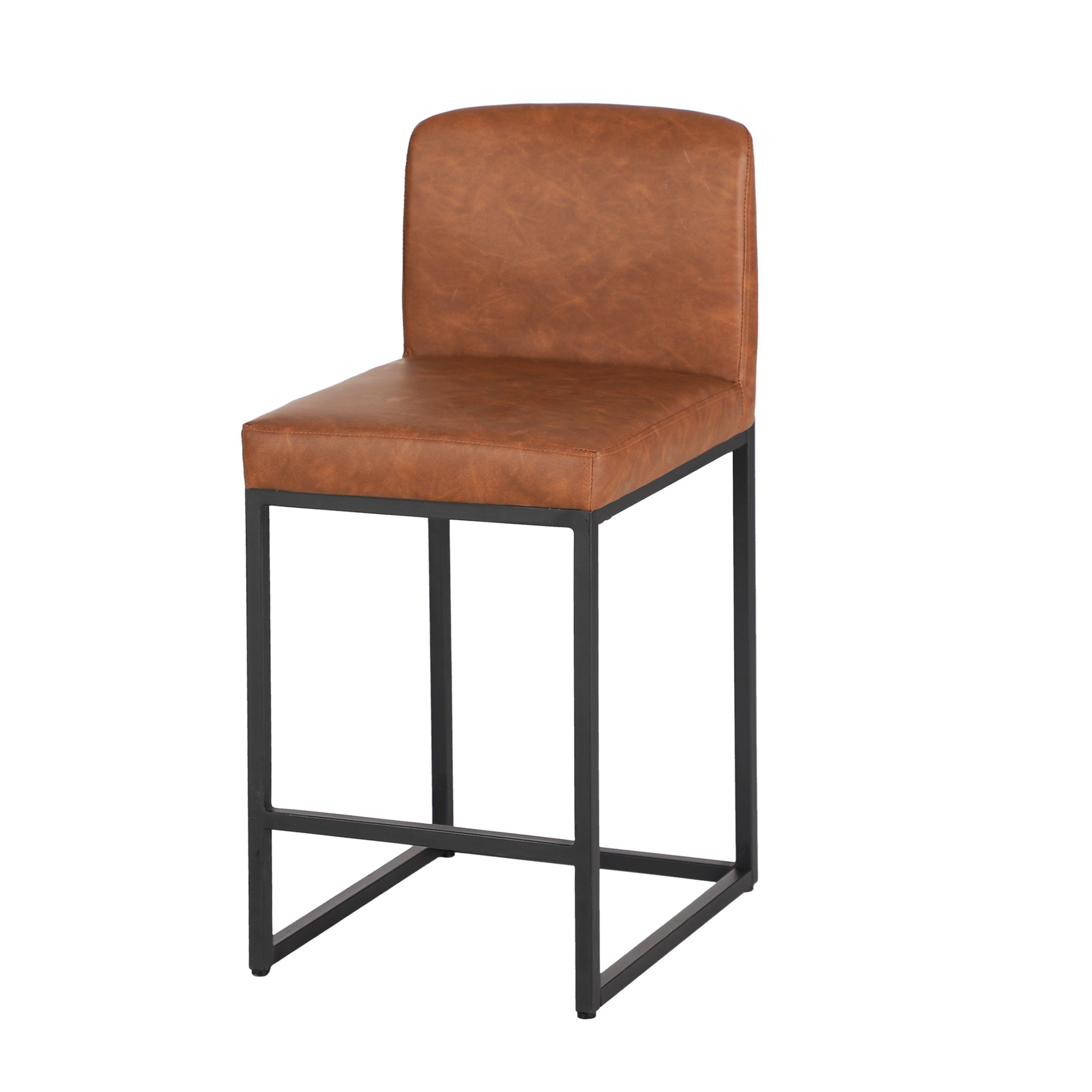 MF Studio Bar Stool with Back, 24" Counter Height Bar Stool with 3.5" Thick Padding for Home Kitchen, Brown