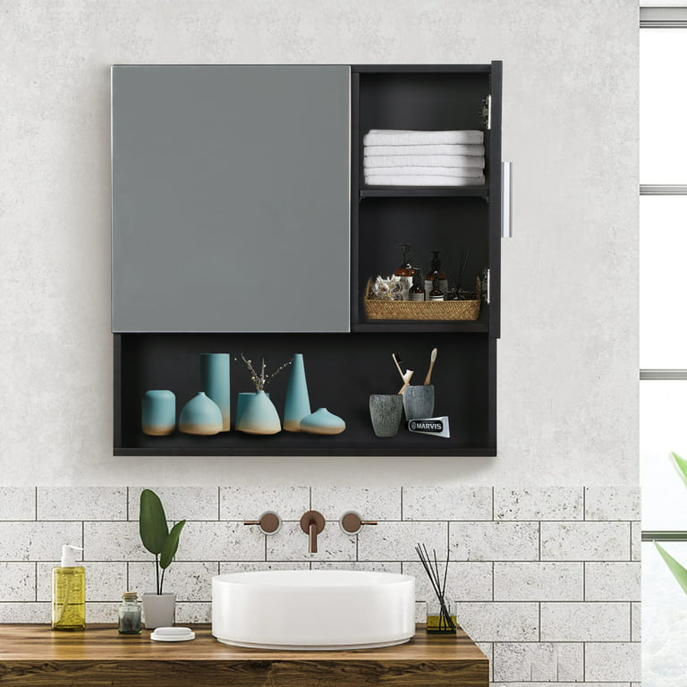 Spirich Home Bathroom Cabinet Wall Mounted with Doors, Wood Hanging  Cabinet, Wall Cabinets with Doors and Shelves Over The Toilet, Bathroom  Wall
