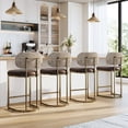 thumbnail image 1 of MF Studio Counter Height Bar Stool with Back Set of 4, 24.8" Modern PU Upholstered Bar Chair with Large Chenille Back and Metal Frame, Taupe, 1 of 9