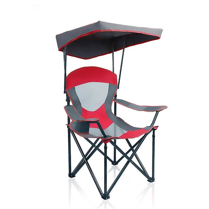 MF Studio Folding Camping Chair with Shade Canopy, Heavy Duty Steel Frame with Carry Bag and Cup