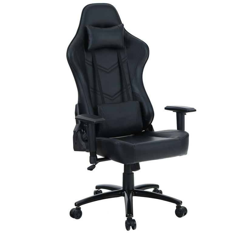 FANTASYLAB Massage 350lbs Gaming Chair Computer Chair With  Footrest,Thickened Seat Cushion,3D Adjustable Armrest,Racing Style PU  Leather High Back Adjustable Swivel Office Chair(BLACK) 