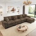 thumbnail image 1 of MF Studio L-Shaped Sectional Sofa, 158" Oversized Cloud Couch with Ottoman and Pillow, Plush Chenille Upholstery, White, 1 of 10