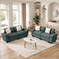 thumbnail image 1 of MF Studio Living Room Furniture Set, 4-Seat Sectional Sofa Set, Chenille Cloud Couch with 4 Pillows, Green, 1 of 10