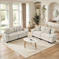 thumbnail image 1 of MF Studio Living Room Furniture Set, 4-Seat Sectional Sofa Set, Chenille Cloud Couch with 4 Pillows, White, 1 of 10