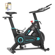 SUMMIT LIVING Magnetic Exercise Bike with 350lbs Weight Capacity & 33 lbs All-Rounded Flywheel, Low Noise Indoor Cycling Bicycle with Auto Magnetic 100 micro-Adjustable Levels Resistance