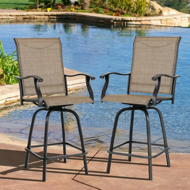 MF Studio Outdoor Bar Stools Metal Patio Swivel Counter Height Barstool