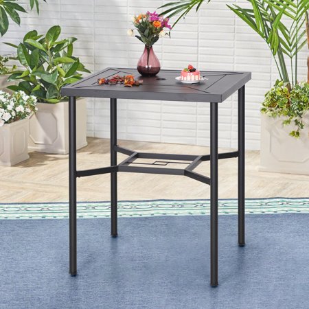 MF Studio Outdoor Bar Table 32" Square Metal Table, Black