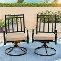 MF Studio Outdoor Dining Chairs Patio Swivel Chairs with Beige Cushion Suitable for Garden, patio and Living Room, Beige/Black