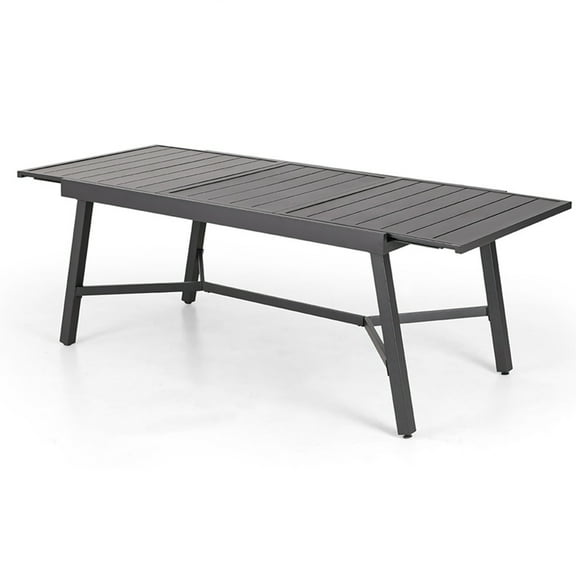 MF Studio Outdoor Expandable Dining Table, All Weather Metal Steel, Accommodate to 8 Person, Black