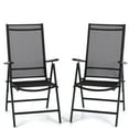 thumbnail image 1 of MF Studio Outdoor Folding Chairs with 7-Level Adjustable High Back for Camping Garden Beach, Set of 2, Black, 1 of 8