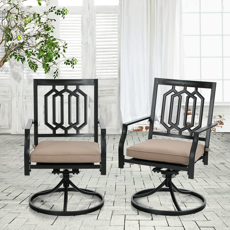 MF Studio Outdoor Metal Swivel Chairs Set of 2 Patio Dining Rocker Chair with Cushion Furniture Set Support 300 lbs for Garden Backyard Bistro