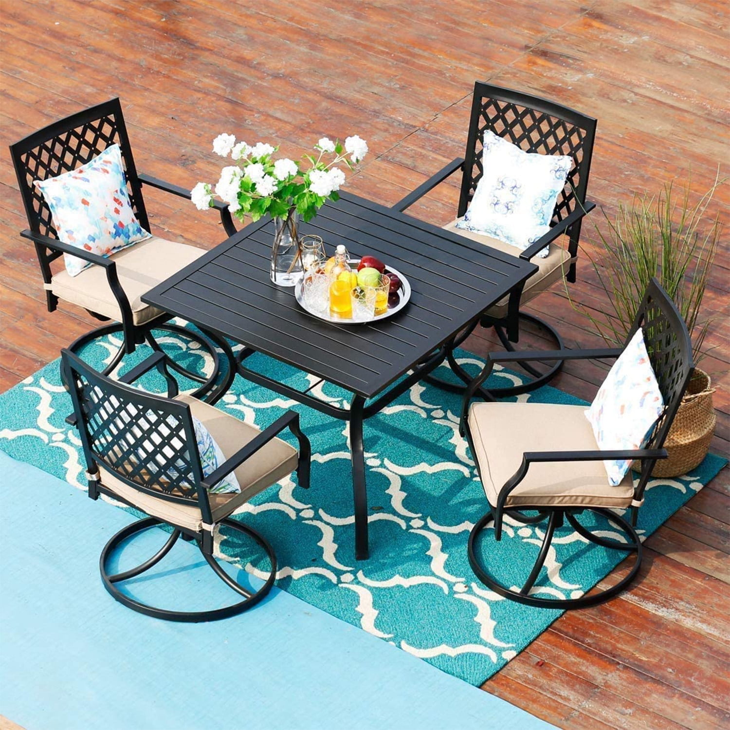 MF Studio Outdoor Patio Furniture 5 piece Dining Set With 37Inches
