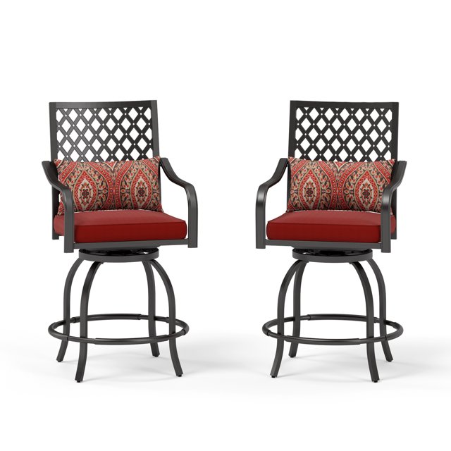 MF Studio Outdoor Swivel Bar Stools Set of 2, Patio Height Chairs with