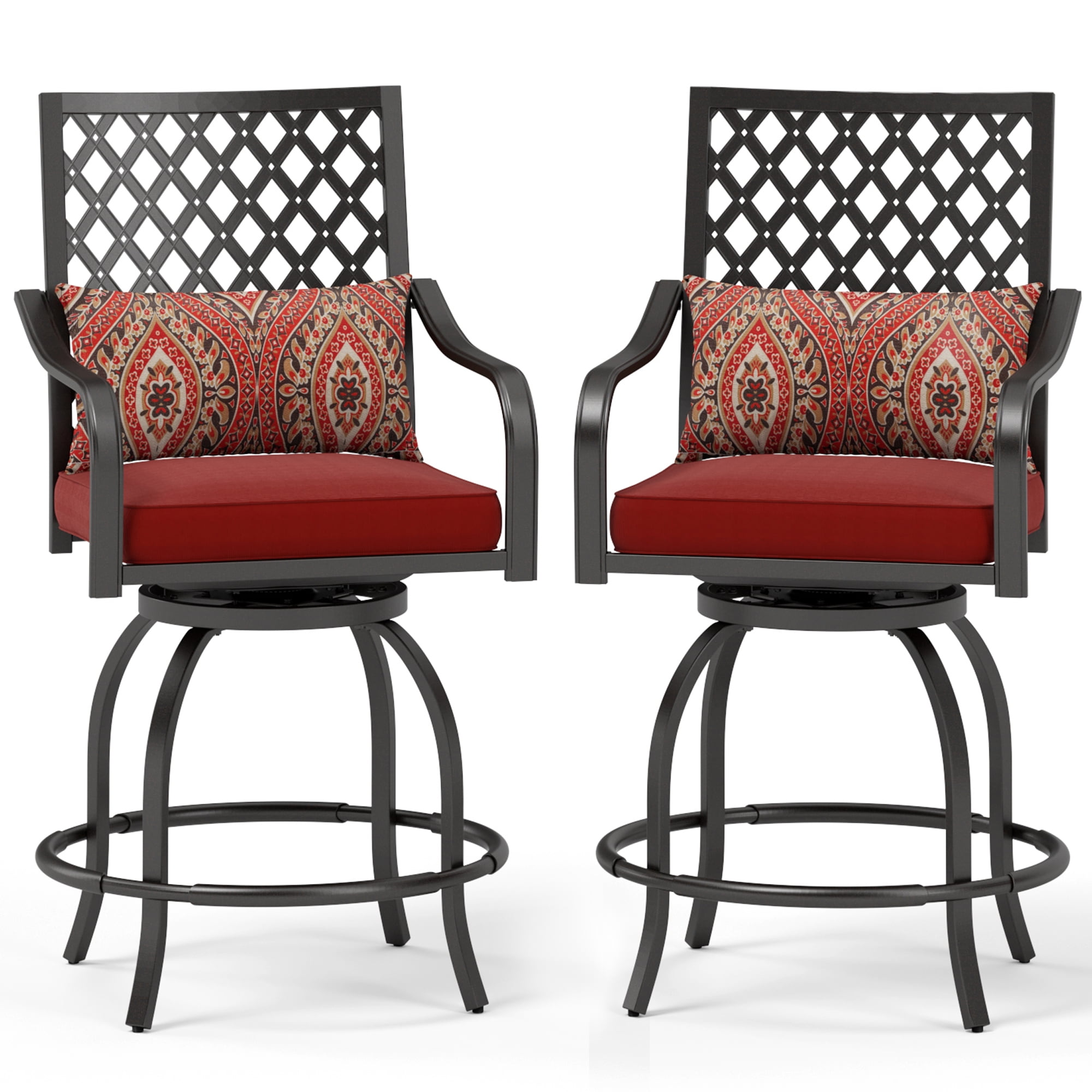 MF Studio Outdoor Swivel Bar Stools Set of 2, Patio Height Chairs with