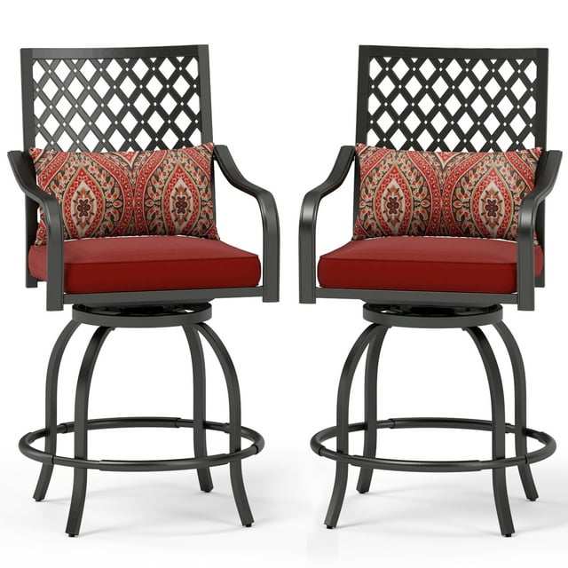 MF Studio Outdoor Swivel Bar Stools Set of 2, Patio Height Chairs with