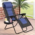 thumbnail image 1 of MF Studio Padded Zero Gravity Chair Folding Outdoor Patio Recliner with Adjustable Headrest and Cup Holder, Blue, 1 of 11