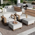thumbnail image 1 of MF Studio 4-Piece Patio Furniture Set, Outdoor Wicker Lounge Chair and Ottoman Set with Thick Cushions, Beige, 1 of 9