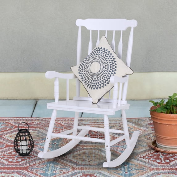 SUMMIT LIVING Patio Rocking Chairs Solid Wood Porch Rocker with PU Painting, White, 1PC