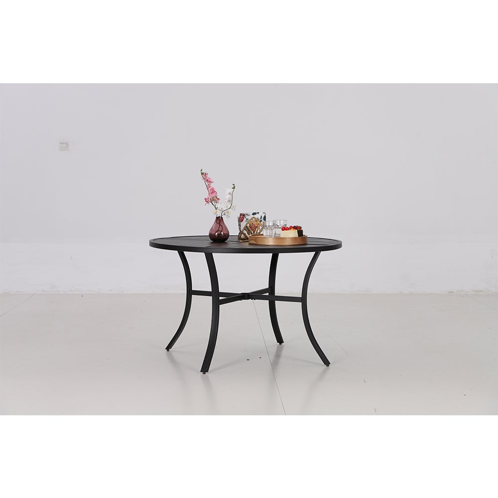 MF Studio Round Patio Dining Table Metal Table with Umbrella Hole