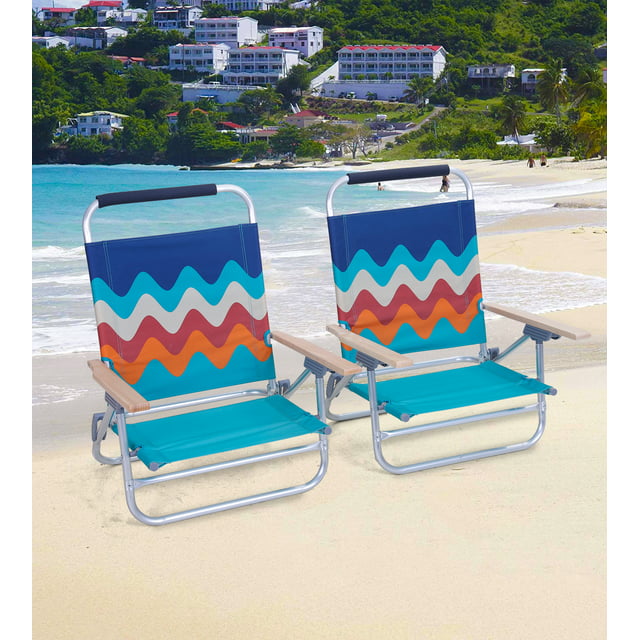 MF Studio Set of 2 Beach Chair  Backpack Aluminum Chair with 3 Position