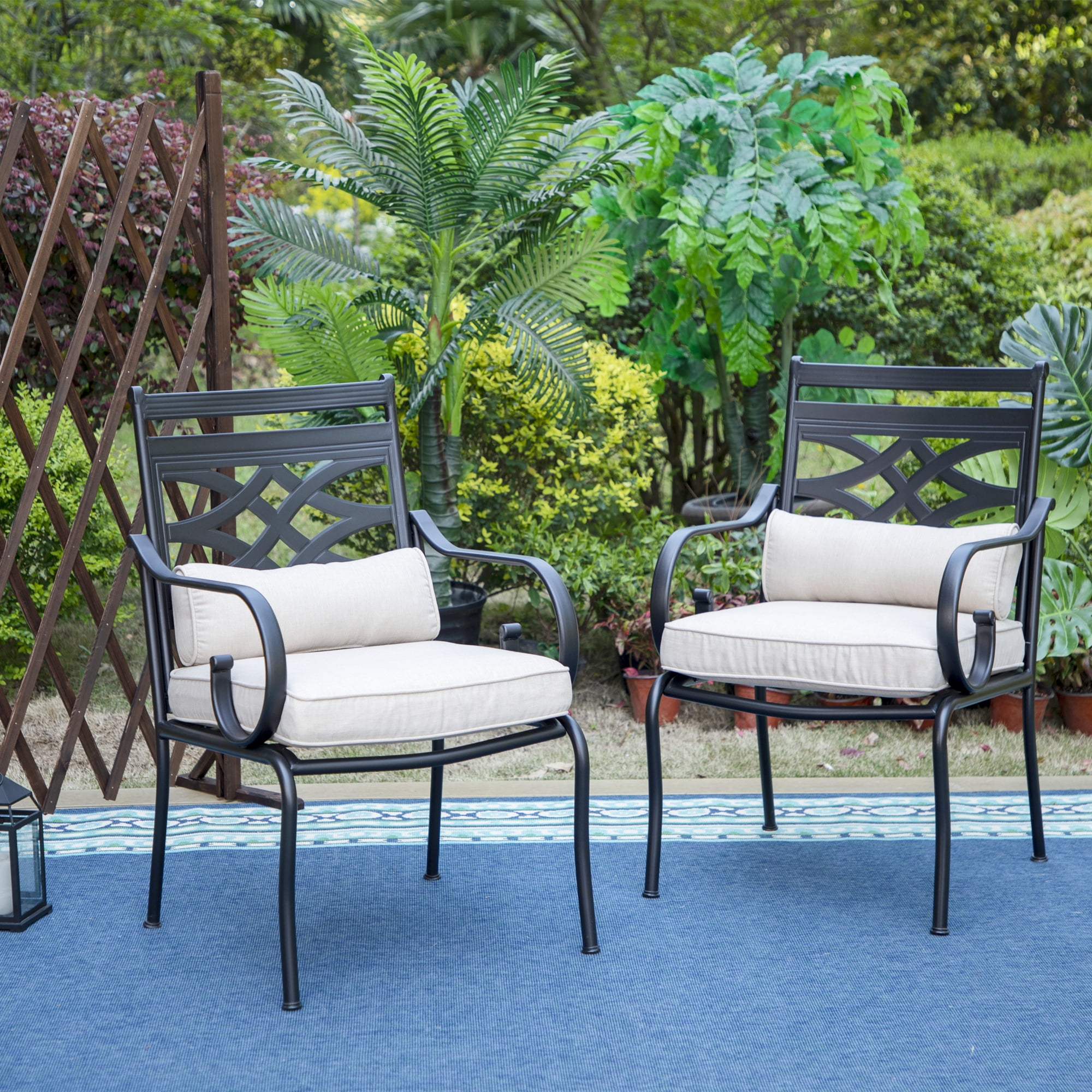 MF Studio Set of 2 Outdoor Patio Dining Chairs Modern Armchair with