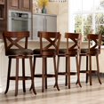 thumbnail image 1 of SUMMIT LIVING Wood Swivel Bar Stool Set of 4, Bar Height Kitchen Stool with Open X Back, 30 inch Upholstered Pub Chair, Walnut, 1 of 10