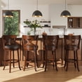 thumbnail image 1 of Summit Living Wood Swivel Bar Stool Set of 4, 30" Bar Height Kitchen Stool with Open X Back, Walnut, 1 of 11