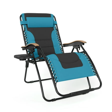 MF Studio XL Oversized Padded Zero Gravity Chair Folding Lounge Recliners with Cup Holder, Aqua