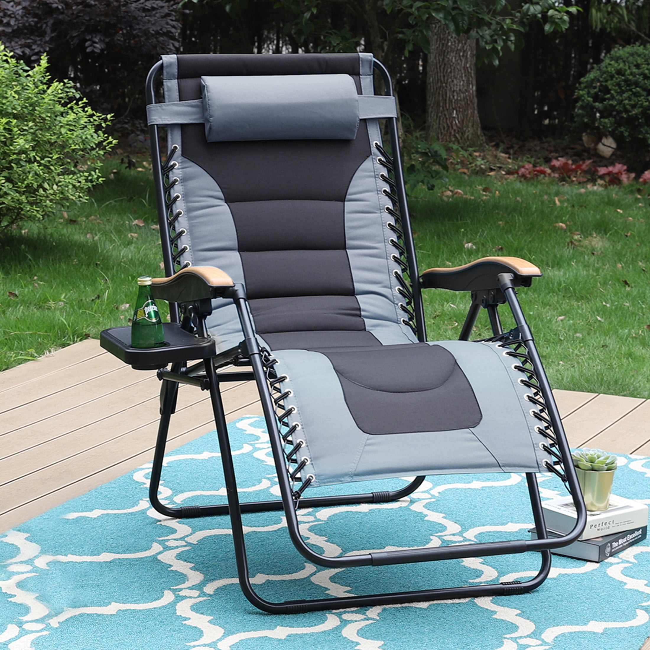 MF Studio XL Padded Zero Gravity Lawn Chair Grey