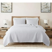 JANEEN HOME SUPER SOFT BOX STITCH QUEEN QUILT BEDDING 3PC SET