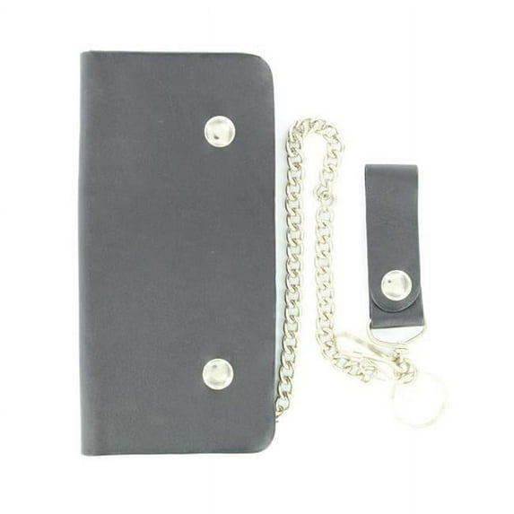 MF Western Men's Trucker Leather Wallet Black Key Chain 0602201