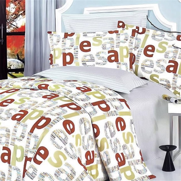 MF01018-FULL Apple Letter 4 Piece Full Duvet Cover Set