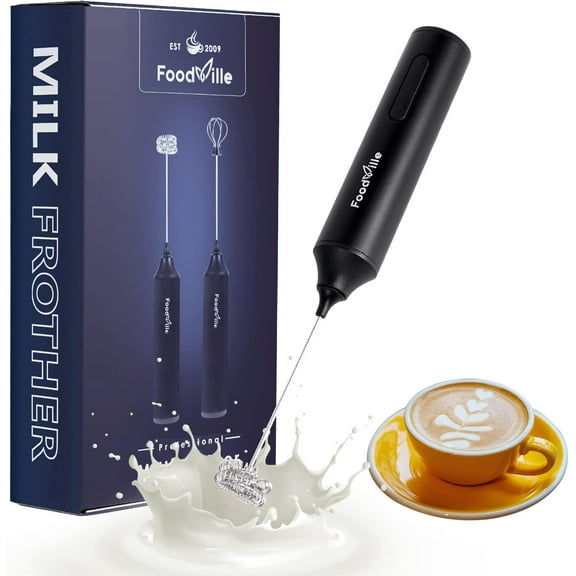 MF05 Rechargeable Milk Frother USB Charging Handheld Foam Maker with Stainless Balloon Whisk for Cappuccino, Latte, Bulletproof Coffee, Keto Diet, Protein Powder, Matcha (Black)