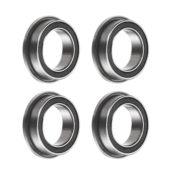 MF128-2RS Flanged Ball Bearing, 8x12x3.5mm Chrome Steel Double Sealed ABEC1 Flange Bearings,4 Pack