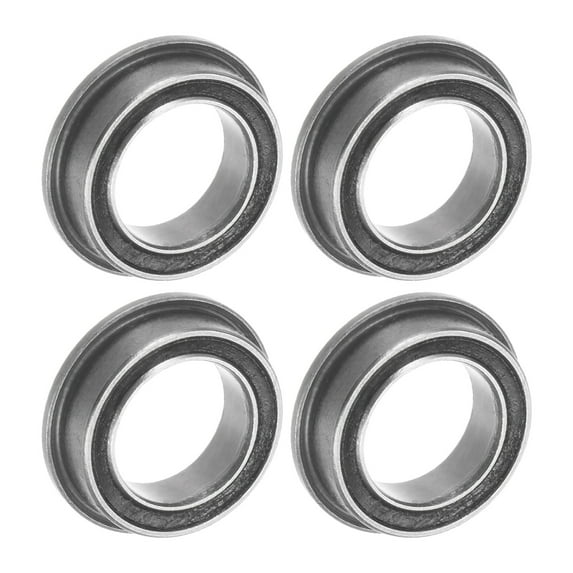 MF128-2RS Flanged Ball Bearing 8x12x3.5mm Double Sealed Chrome Steel Flange Bearings, 4 Packs