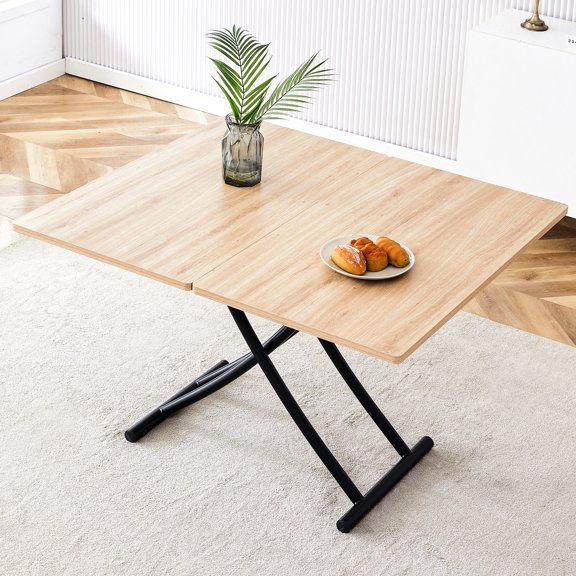 MFC tabletop with black metal construction - Lift and fold ability - Used as multiple tables - Comes with assembly instructions