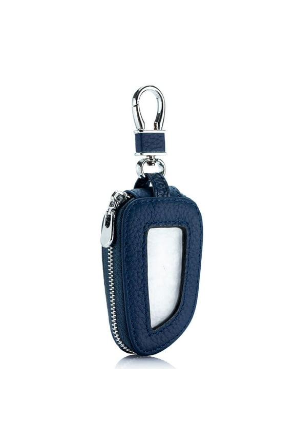 Key Case Leather Car Key Chain Holder Bag for Men Women, Key Fob Protector Key Organizer with Keychain, Dark Blue