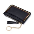 thumbnail image 1 of MFFOR Leather Coin Purse Slim Travel Change Wallet with Keychain, Black, 1 of 9