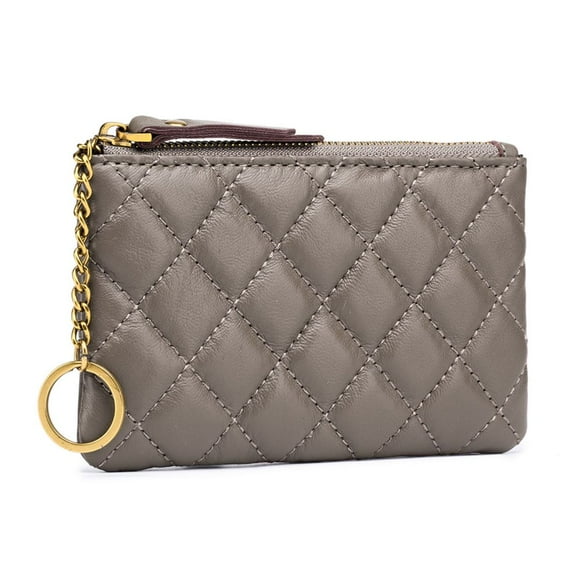 MFFOR Leather Coin Pouch Purse for Women Mini Travel Change Wallet with Keychain, Apricot