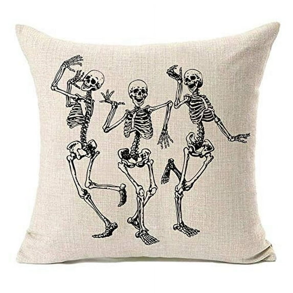 MFGNEH Halloween Skull Pillow Covers, Home Decor Cotton Linen Sofa Throw Pillow Case Cushion Cover 20" x 20"