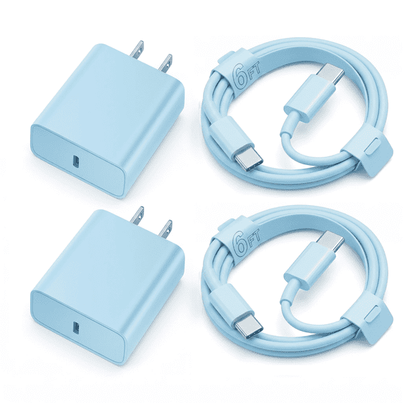 MFIGIGK 20W USB-C Fast Charger [2 Pack 6FT Cable] – Power Delivery Wall Charger Compatible with iPhone 17/17 Plus/17 Pro/17 Pro Max/17e/16/15 Series & iPad Pro