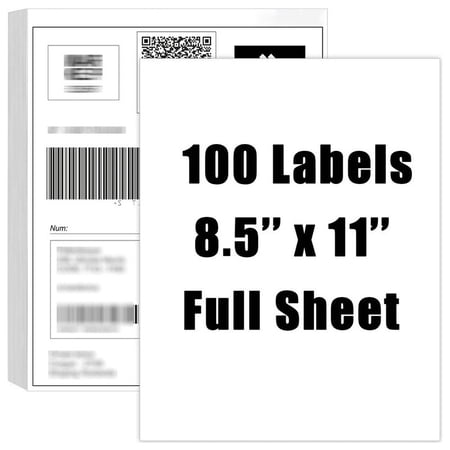 MFLABEL-100 Full Sheets Shipping Labels – 8.5" x 11" for Laser/Ink Jet Printer Self Adhesive Blank White