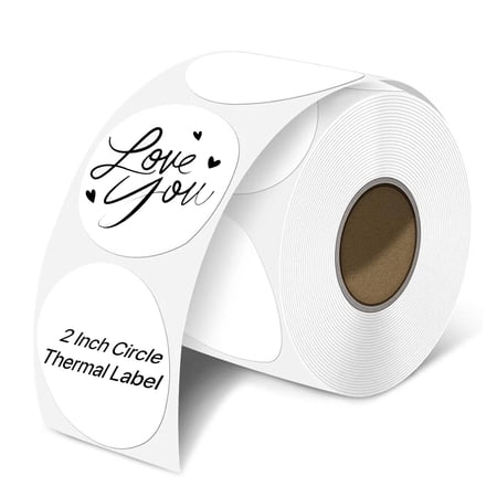 MFLABEL-2 Inch Circle Direct Thermal Labels White Thermal Sticker Labels Self-Adhesive Round 750/Roll