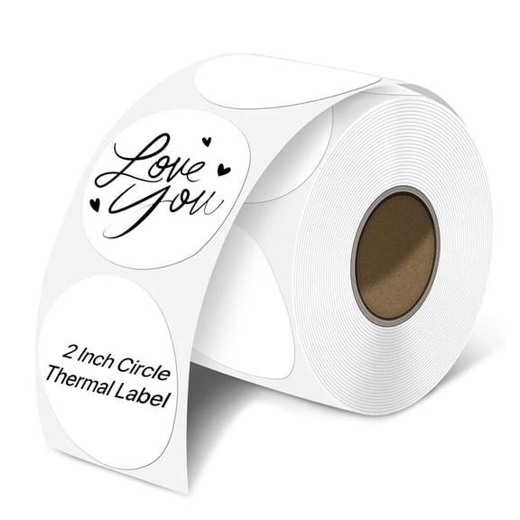 MFLABEL-2 Inch Circle Direct Thermal Labels White Thermal Sticker Labels Self-Adhesive Round 750/Roll