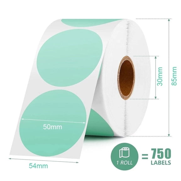 MFLABEL-2 Inch Round Direct Thermal Labels Green Circle Thermal Labels Self-Adhesive Sticker 750 Labels per Roll