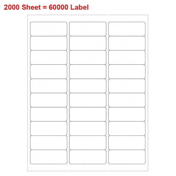 MFLABEL-2000 Sheets 1" x 2 5/8" Address Shipping Labels, 2.625 x 1 Self-Adhesive Blank Mailing Labels, 30 Labels Per Sheet (30 UP), for Laser & Inkjet Printer