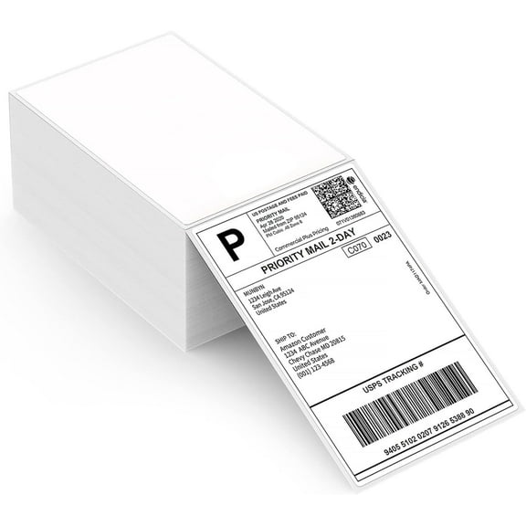 MFLABEL-4" x 6" Direct Thermal Shipping Labels, 500 Sheets Fanfold Thermal Labels, Perforated & Strong Adhesive, for Zebra & Rollo Printers