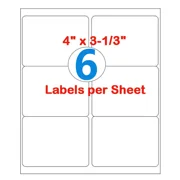 MFLABEL-6 UP 3 1/''x4'' Shipping Labels, Address Mailing Stickers for Laser & Inkjet Printer 100 Sheets,600 Labels