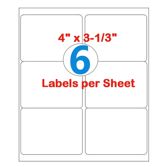 MFLABEL-6 UP 3 1/''x4'' Shipping Labels, Address Mailing Stickers for Laser & Inkjet Printer (100 Sheets,600 Labels)