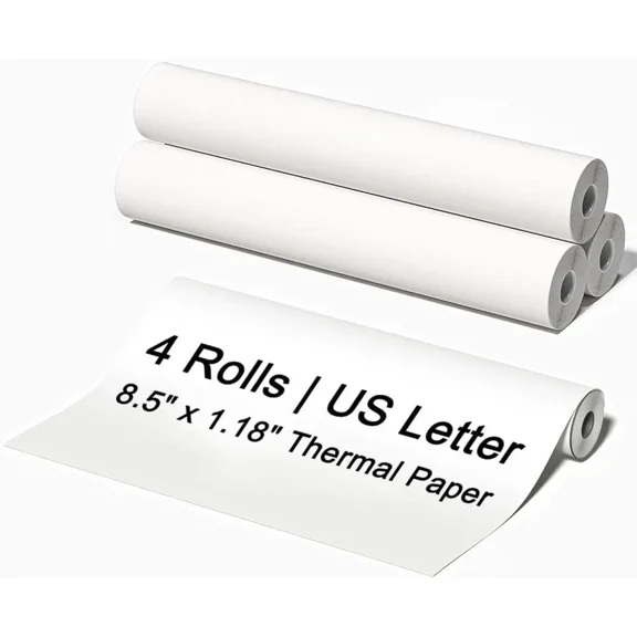 MFLABEL- A4 Thermal Printer Paper,   8.5" x 11" US Letter Size, for M08F M832 Portable Printer, 4 Rolls